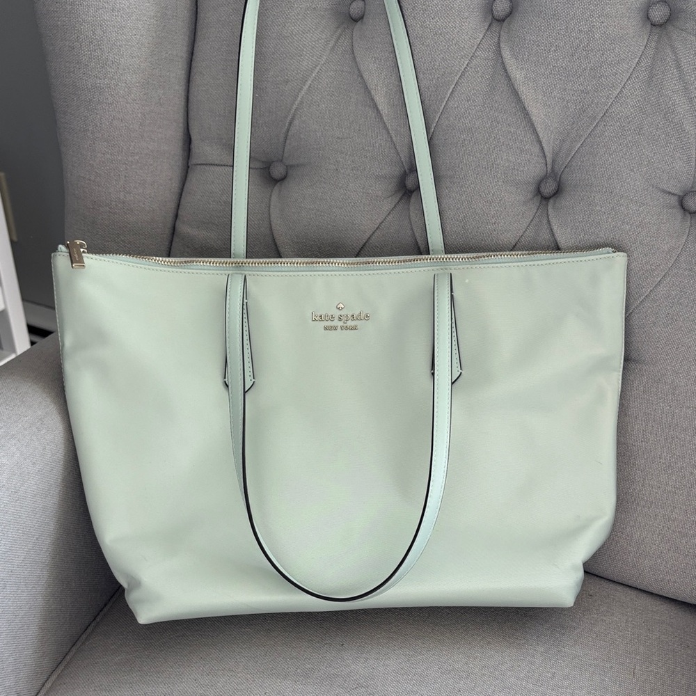 kate spade pale mint green nylon tote bag